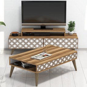 Conjunto de Mobiliário de Sala City – Nogueira e Branco – Unidades de