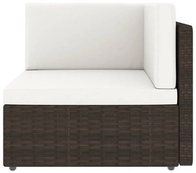 11 pcs conjunto lounge p/ jardim c/ almofadões vime PE castanho