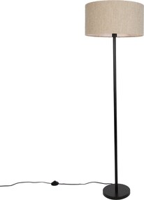 Candeeiro de Pé Moderno Preto com Abajur Bouclé Bege 50cm - Simplo