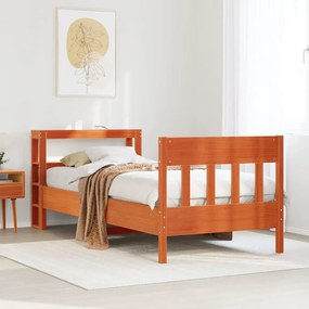 Cama sem colchão 75x190 cm madeira de pinho maciça castanho-mel