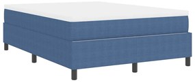 Cama Box Spring com Colchão Azul, 140 x 200 cm, tecido de corduroy