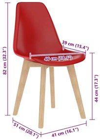 Cadeiras de jantar 2 pcs plástico vermelho