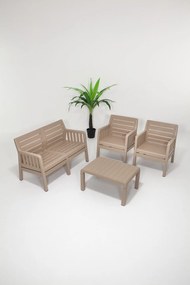 Conjunto de Lounge de Jardim Lara em Cappuccino com Sofá de 2 Lugares,