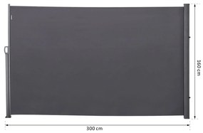 Outsunny Toldo Lateral Retrátil para Terraço Pátio ou Jardim Toldo de Privacidade para Exterior Dobrável 300x160cm Cinza