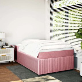 Cama boxspring com colchão 120x190 cm veludo rosa