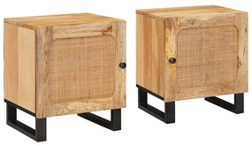 vidaXL Armário de Cabeceira 2 pcs Natural 40 x 33 x 46 cm