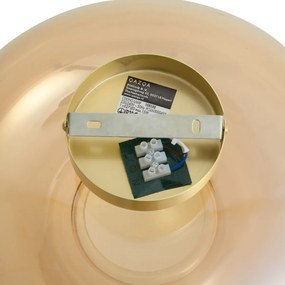 Candeeiro de Teto Art Déco Latão com Vidro Âmbar 40cm - Busa