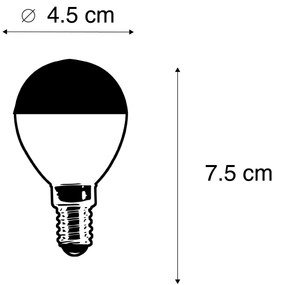 Conjunto de 5 Lâmpada de filamento LED regulável E14 espelho superior P45 preto 300lm 2700K