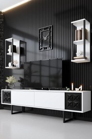 Unidade TV Black Line – Branco/Preto – 180 cm x 30 cm x 48 cm