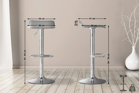Banco de bar DYN em couro sintético 38 x 65-85 x 41 cm Cinzento