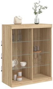 Aparador com luzes LED 81x37x100 cm carvalho sonoma