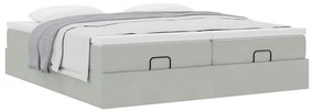 Estrutura cama otomana colchões 180x200cm veludo cinzento claro