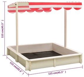 Caixa de areia c/ telhado ajustável abeto UV50 branco/vermelho