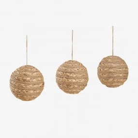Pack De 3 Enfeites De Natal Em Corda Trançada Lixue Castanho Areia - Sklum