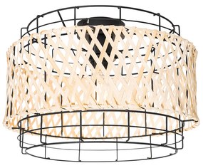 Candeeiro de teto oriental preto com bambu - Irena Oriental