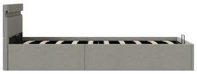 Cama hidráulica c/ arrumação LED 100x200cm tecido cinza-claro