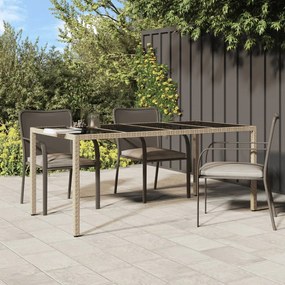 vidaXL Mesa de jardim 190x90x75 cm vidro temperado e vime PE bege