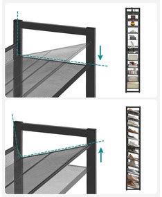 Sapateira com 12 prateleiras 92,5 x 30,7 x 223 cm Preto