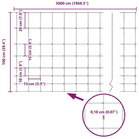 Cerca de Campo 1x50 m Aço Galvanizado