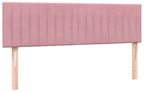 Cama com molas/colchão 140x210 cm veludo Rosa