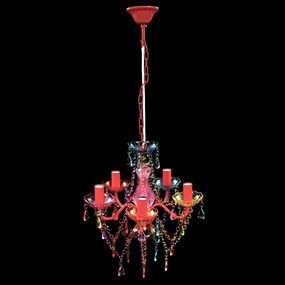 Lustre multicolor com 5 bulbos