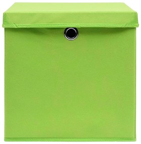 Caixas de arrumação com tampas 10 pcs 32x32x32 cm tecido verde