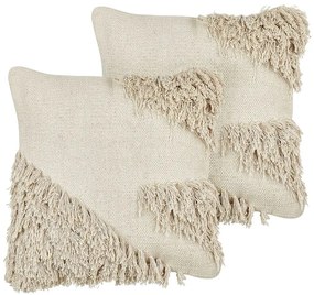 Conjunto de 2 almofadas decorativas em algodão creme 45 x 45 cm SOURWOOD Beliani