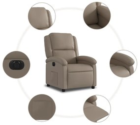 Poltrona reclinável elétrica couro artificial cor cappuccino