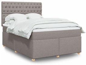 vidaXL Cama com molas/colchão 160x200 cm tecido castanho-acinzentado