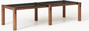 Mesa de jantar em madeira de carvalho com tampo de vidro Rory, vários tamanhos