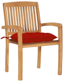 Cadeiras de jardim empiháveis c/ almofadões 6 pcs teca maciça