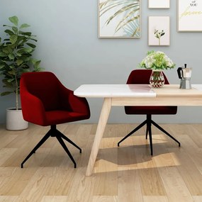 vidaXL Cadeiras de jantar 2 pcs veludo vermelho tinto