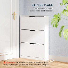 Móvel para Calçado, 80 x 17 x 108 cm, 3 Gavetas Basculantes, Branco