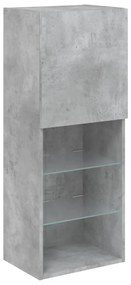 Móvel de TV com luzes LED 40,5x30x102 cm cinzento cimento