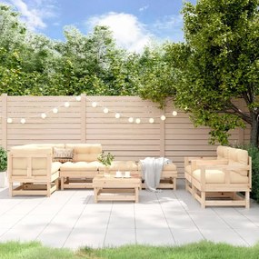 8 pcs conjunto lounge de jardim pinho maciço