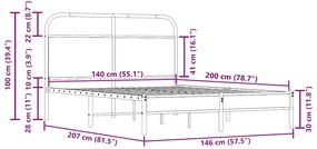 Estrutura de cama s/ colchão derivados madeira carvalho fumado