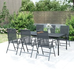 7 pcs conjunto de jantar para jardim aço antracite