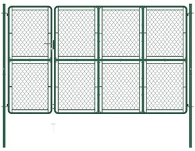 vidaXL Portão de jardim 150x350 cm aço verde