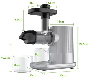 Extractor de sumos Horizontal para Fruta Função Reversa com Jarro 38 x 34,5 x 17 cm Prata