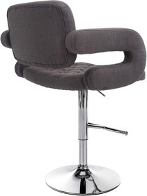 Banco de bar Dublin em tecido e com estrutura cromada 62 x 103-123 x 55 cm Cinzento escuro