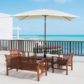 Outsunny Chapéu de Sol de Alumínio 200x300x240cm Chapéu de Sol Retangular de Jardim Inclinável com Manivela e Mastro Desmontável para Terraço Piscina Pátio Exterior Creme