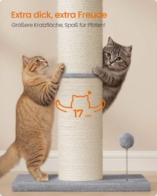 Arranhador para gatos grandes 50 x 40 x 85 cm cinzento