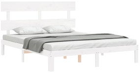 Cama sem colchão 160x200 cm madeira de pinho maciça branco