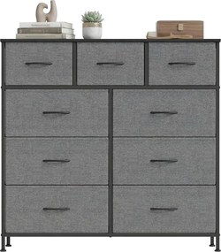 Cómoda com 9 gavetas forradas a tecido 30 x 98,8 x 95,2 cm cinzento