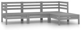 vidaXL 4 pcs conjunto lounge de jardim pinho maciço cinzento