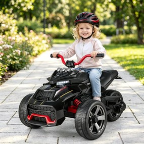 Moto Elétrica Infantil crianças 3 a 6 anos de Três Rodas, 72 x 111 x 64 cm, Dois Motores de 25 W, Vermelho+Preto