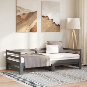 Estrutura sofá-cama de puxar 2x(90x200)cm pinho maciço cinzento