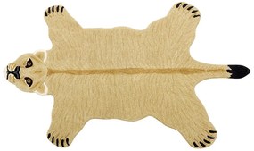 Tapete para crianças em lã creme impressão de leoa 100 x 160 cm SARABI Beliani