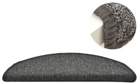 Tapete/carpete para degraus 15 pcs 56x17x3 cm cinza-escuro