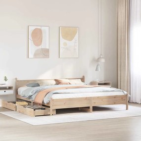 Cama sem colchão 200x200 cm madeira de pinho maciça